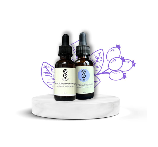 Hyaluronic acid serum and superfood face oil bundle